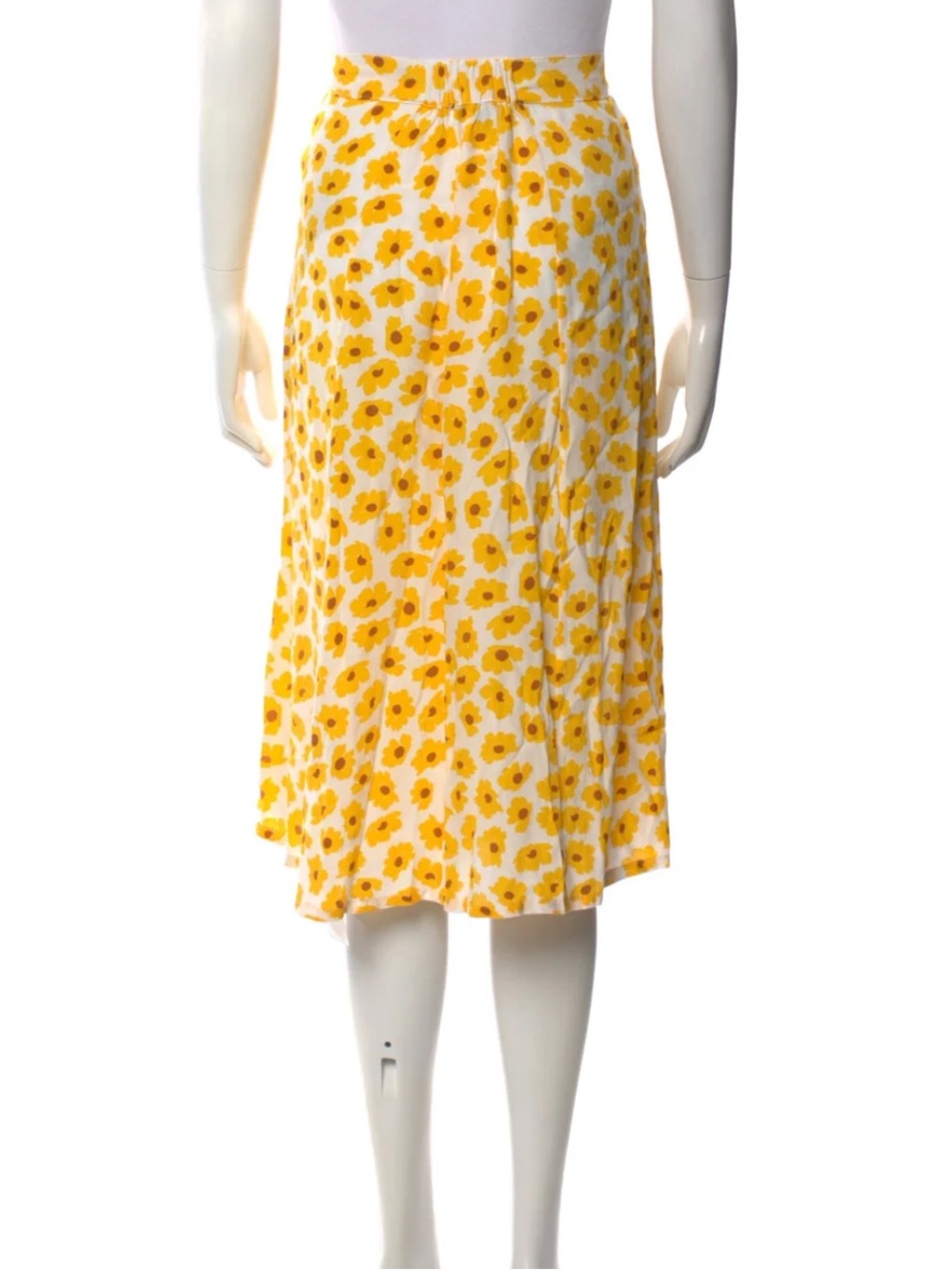 Faithfull The Brand Yellow Floral Print Midi Length Skirt S - Picture 2 of 3